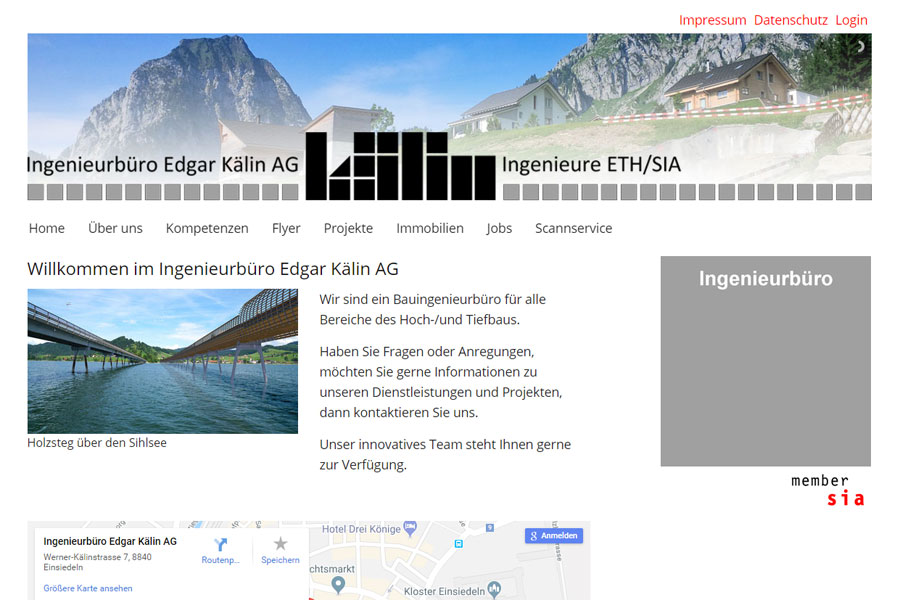 Ansicht Webauftritt ingenieurkaelin.ch